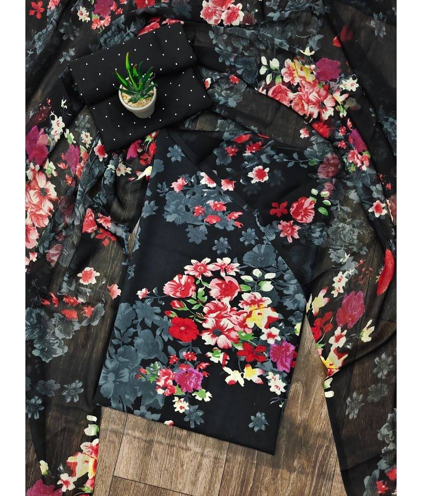 Anand Unstitched Crepe Printed Dress Material - Black ( Pack of 1 ) Anand Unstitched Crepe Printed Dress Material - Black ( Pack of 1 )