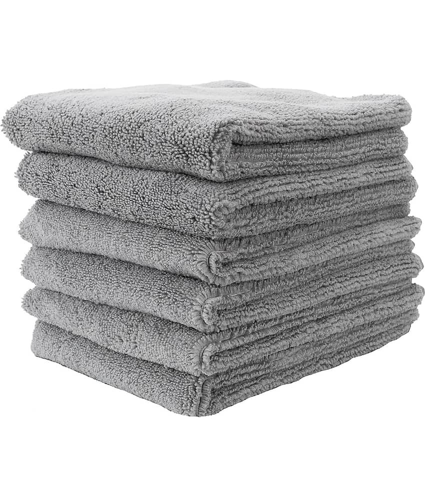 Auto Hub Grey 340 GSM Microfiber Cloth For Automobile ( Pack of 6 )