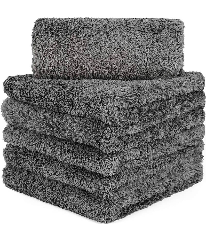 Auto Hub Grey 600 GSM Microfiber Cloth For Automobile ( Pack of 5 )