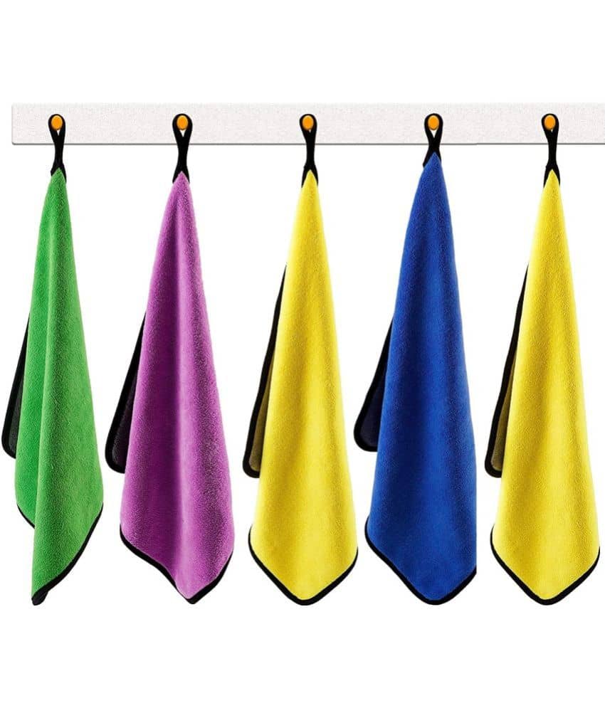 Auto Hub Multicolor 600 GSM Microfiber Cloth For Automobile ( Pack of 5 )