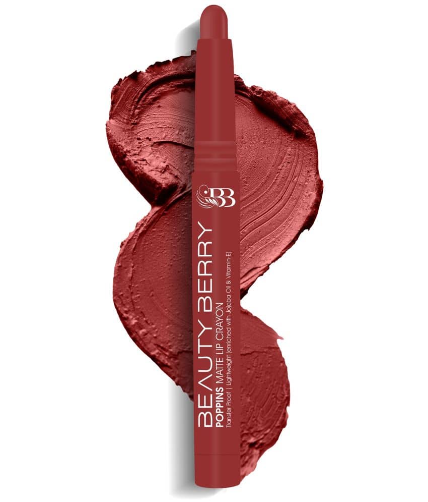 Beauty Berry Poppins Matte Lip Crayon Lipstick for Women 3g, Red Aurora (Shade - 05)