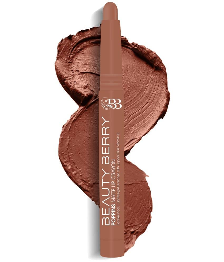 Beauty Berry Poppins Matte Lip Crayon Lipstick for Women 3g, Red Aurora (Shade - 05)