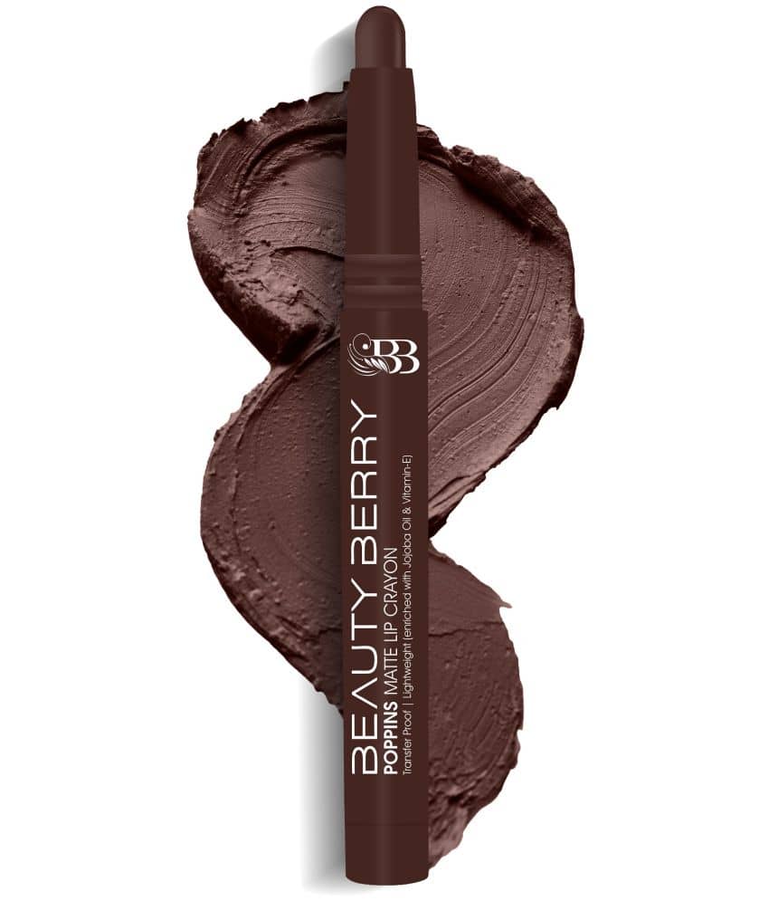 Beauty Berry Poppins Matte Lip Crayon Lipstick for Women 3g, Red Aurora (Shade - 05)