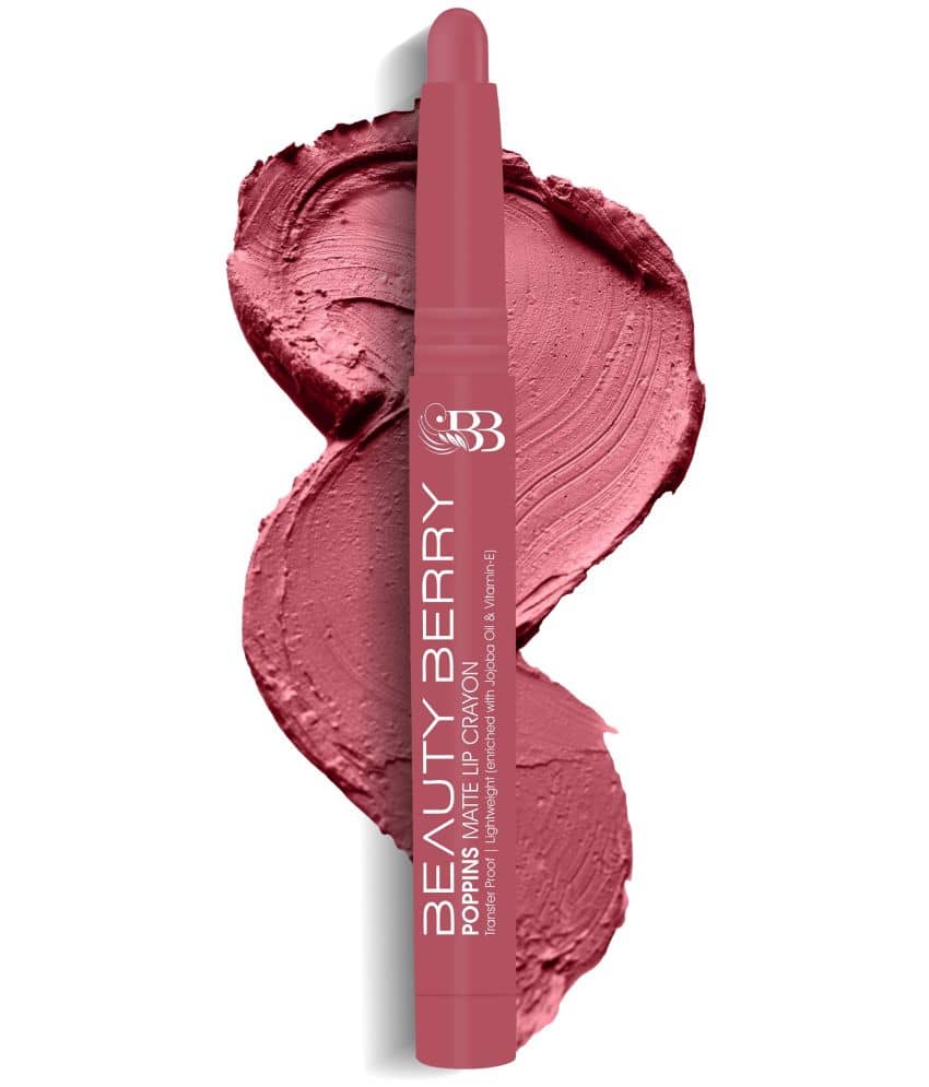 Beauty Berry Poppins Matte Lip Crayon Lipstick for Women 3g, Red Aurora (Shade - 05)