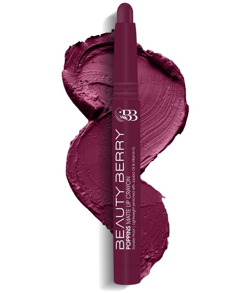 Beauty Berry Poppins Matte Lip Crayon Lipstick for Women 3g, Red Aurora (Shade - 05)