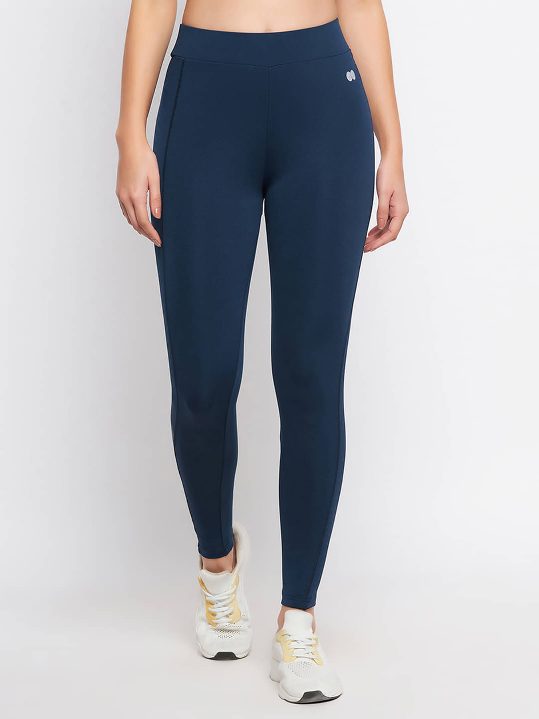     			Clovia Blue Polyester Solid Tights - Single