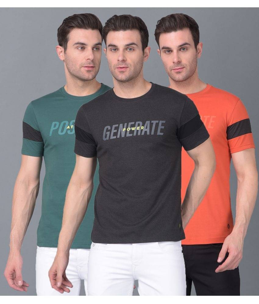     			Dollar Cotton Blend Regular Fit Printed Half Sleeves Men's T-Shirt - Multicolor ( Pack of 3 )