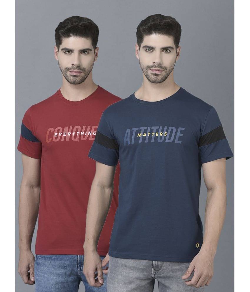     			Dollar Cotton Blend Regular Fit Printed Half Sleeves Men's T-Shirt - Multicolor ( Pack of 2 )