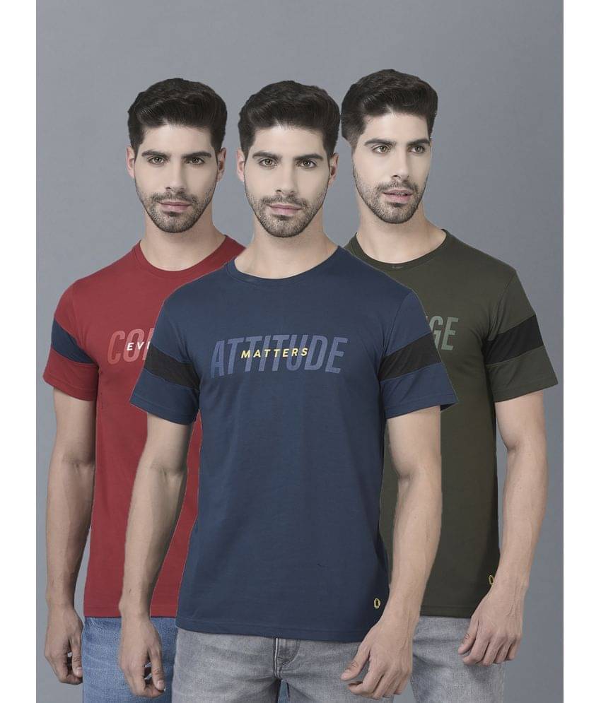     			Dollar Cotton Blend Regular Fit Printed Half Sleeves Men's T-Shirt - Multicolor ( Pack of 3 )