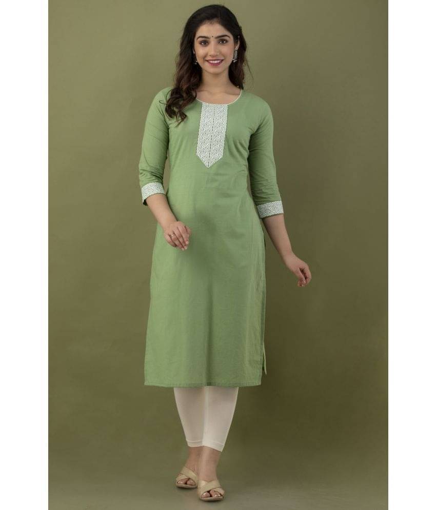 FABRR Cotton Blend Solid Straight Women's Kurti - Olive ( Pack of 1 ) FABRR Cotton Blend Solid Straight Women's Kurti - Olive ( Pack of 1 )