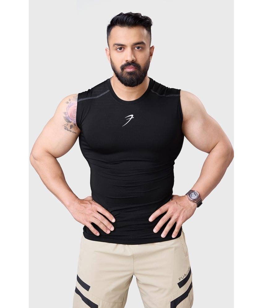 Fuaark Black Polyester Slim Fit Men's Tanks ( Pack of 1 ) Fuaark Black Polyester Slim Fit Men's Tanks ( Pack of 1 )