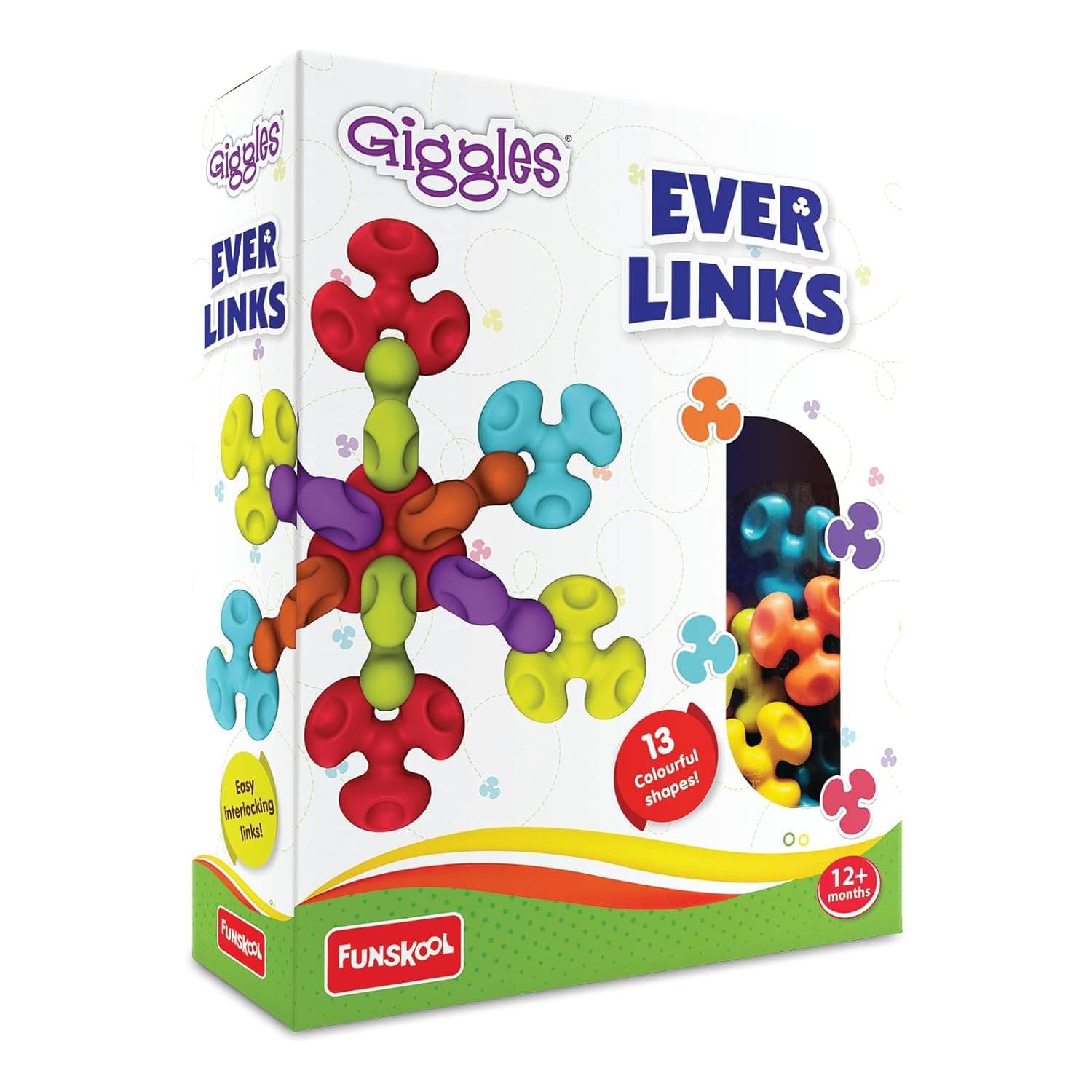     			Funskool Ever Links - 13pcs, Multi-Coloured Interlocking Learning Educational Toy, Toy for Toddlers, 1 Year and Above, Colourful and Creativity, Safe Material