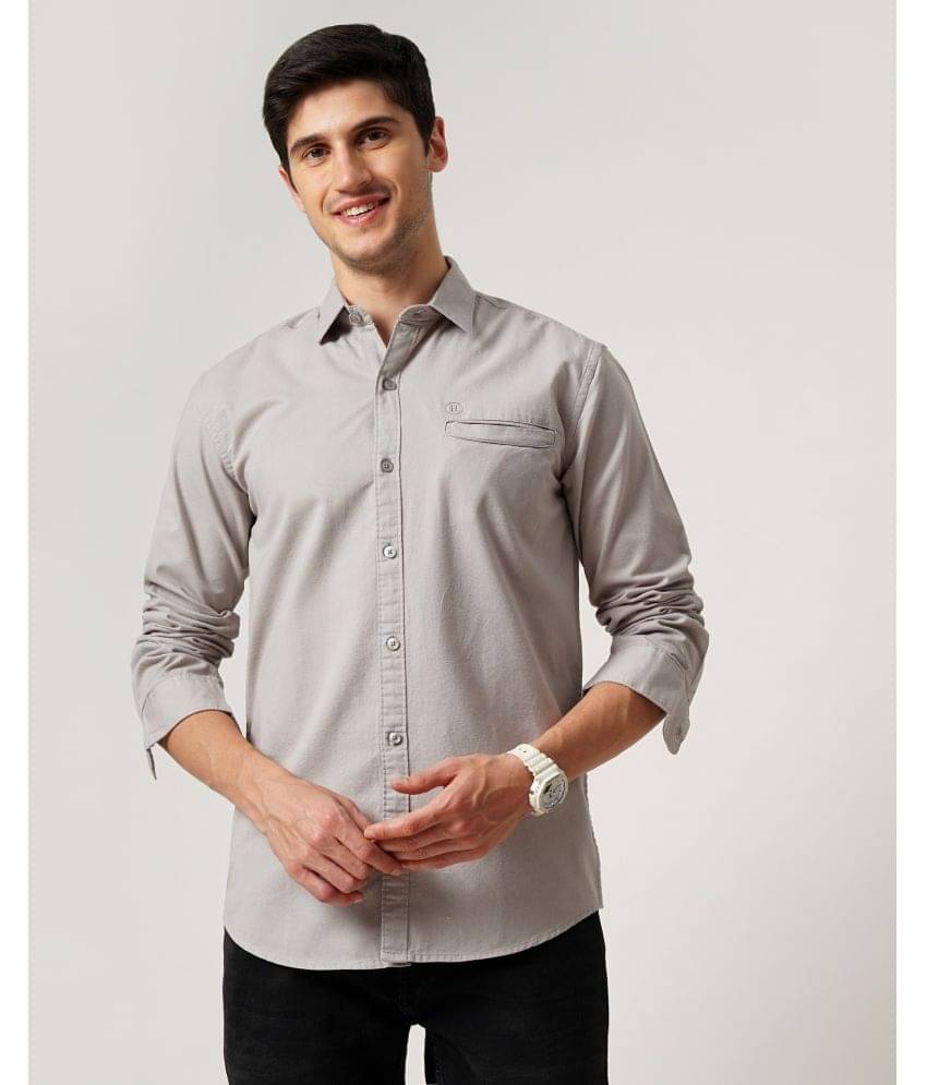     			HETIERS 100% Cotton Regular Fit Solids Full Sleeves Men's Casual Shirt - Light Grey ( Pack of 1 )