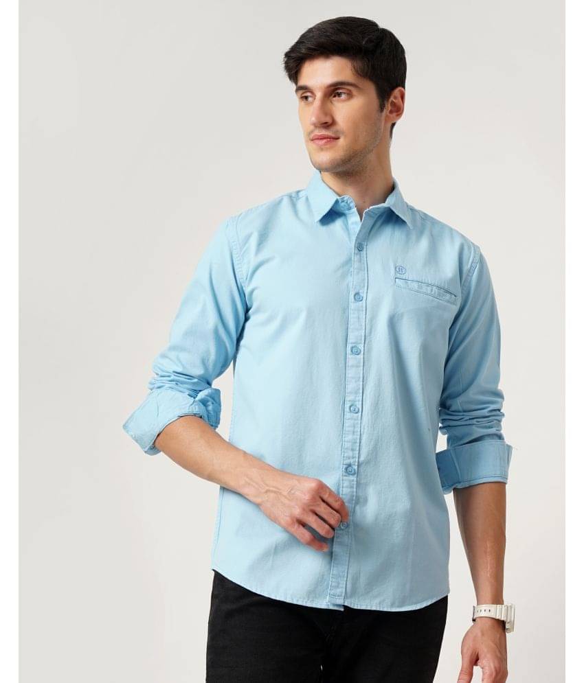     			HETIERS 100% Cotton Regular Fit Solids Full Sleeves Men's Casual Shirt - Light Blue ( Pack of 1 )