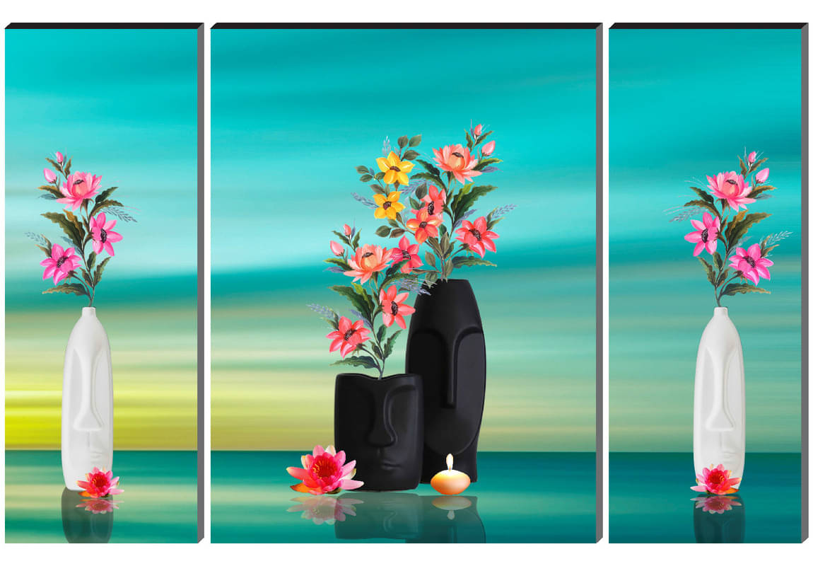     			Saf Premium flowers wall hanging MDF Painting