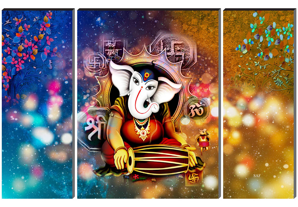     			Saf Lord Ganesh ji Religious wall hanging MDF Painting