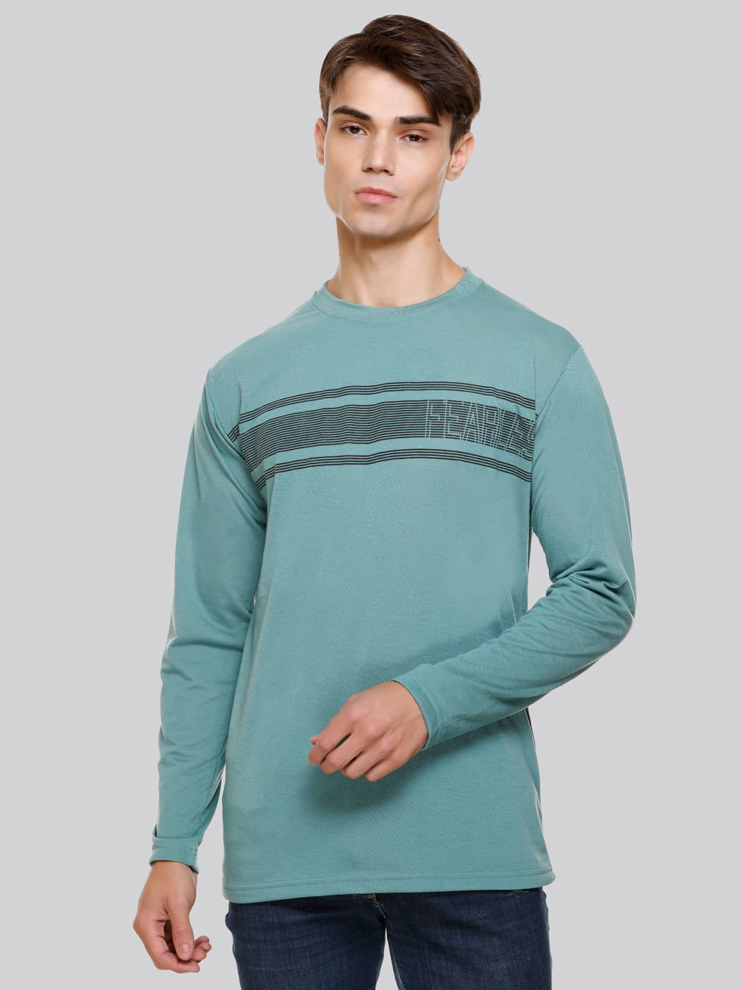 HVBK Pack of 1 Cotton Blend Regular Fit Men's T-Shirt ( Green )