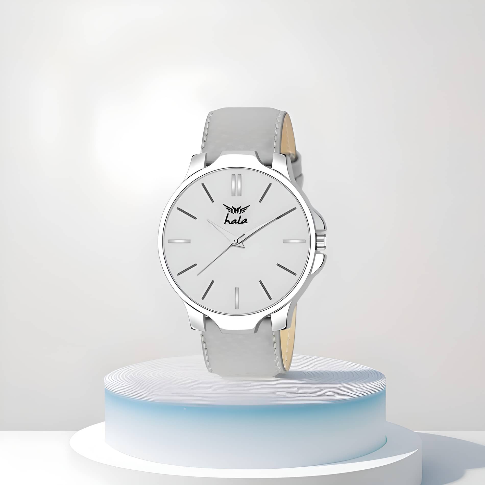 Hala Light Grey Leather Analog Men's Watch
