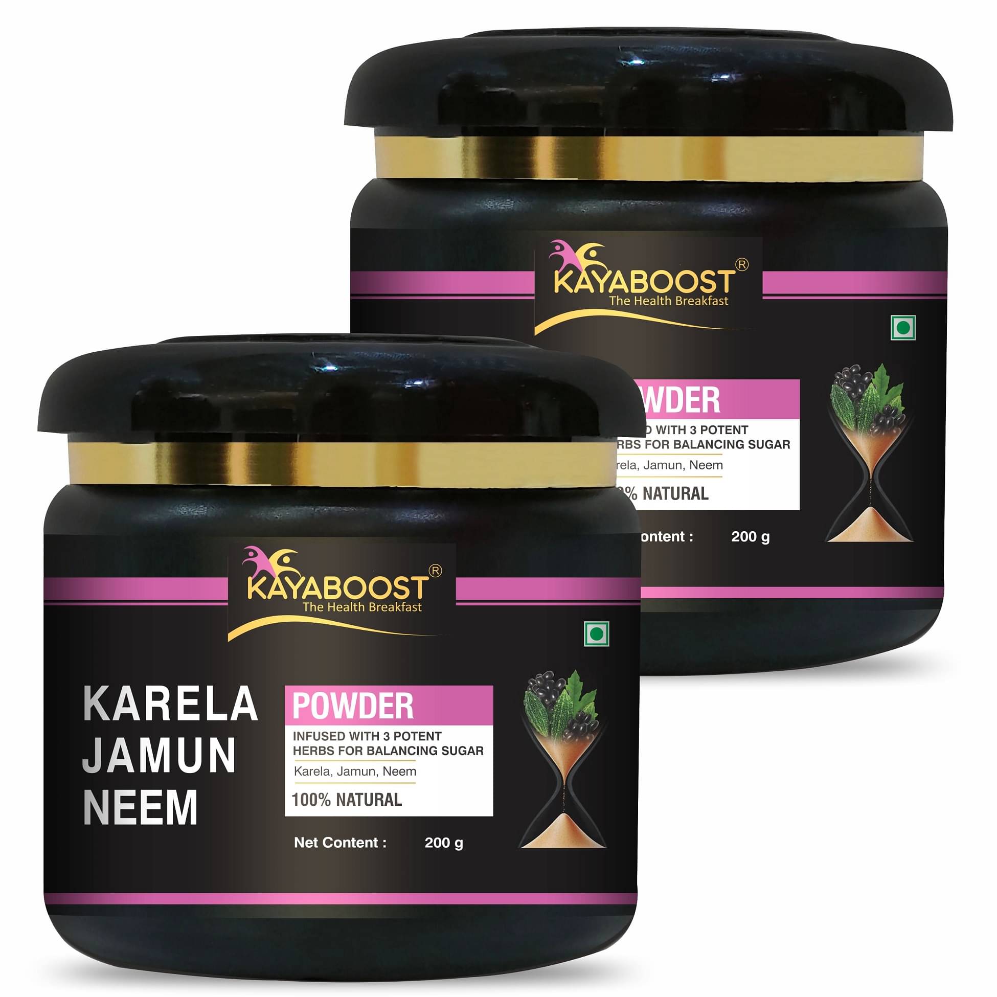 KAYABOOST Neem Karela Jamun Powder - For Maintaining Blood Sugar Levels - Set of 2 (2 x 200 g) KAYABOOST Neem Karela Jamun Powder - For Maintaining Blood Sugar Levels - Set of 2 (2 x 200 g)