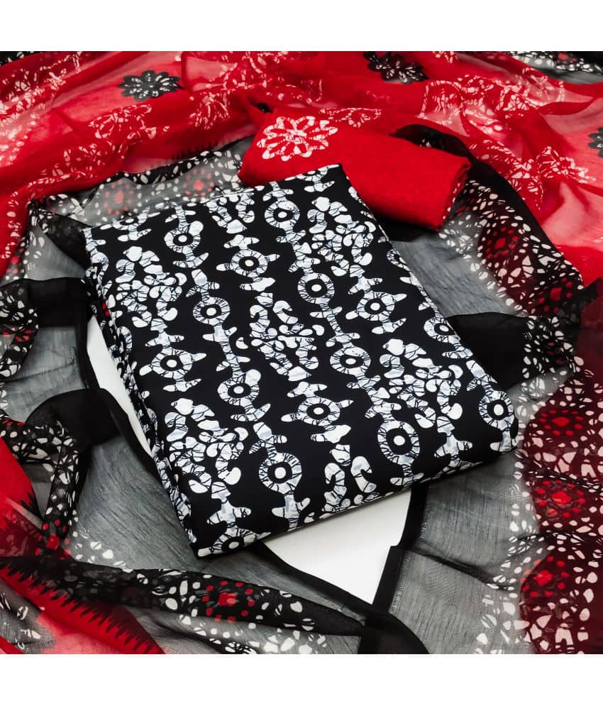 Kashvi Unstitched Crepe Printed Dress Material - Black ( Pack of 1 ) - Unstitched Fabrics | Buy online on ZillyBuy