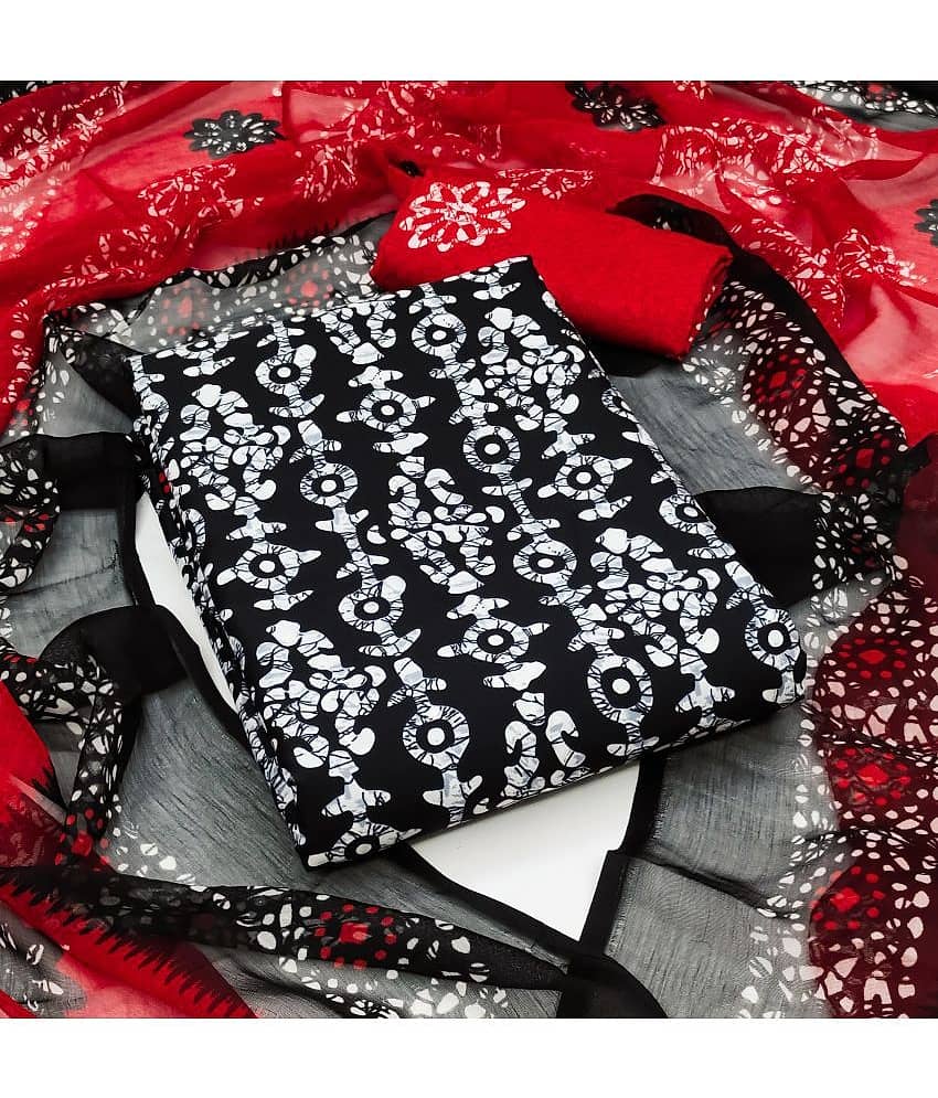 Kashvi Unstitched Crepe Printed Dress Material - Black ( Pack of 1 ) - Unstitched Fabrics | Buy online on ZillyBuy