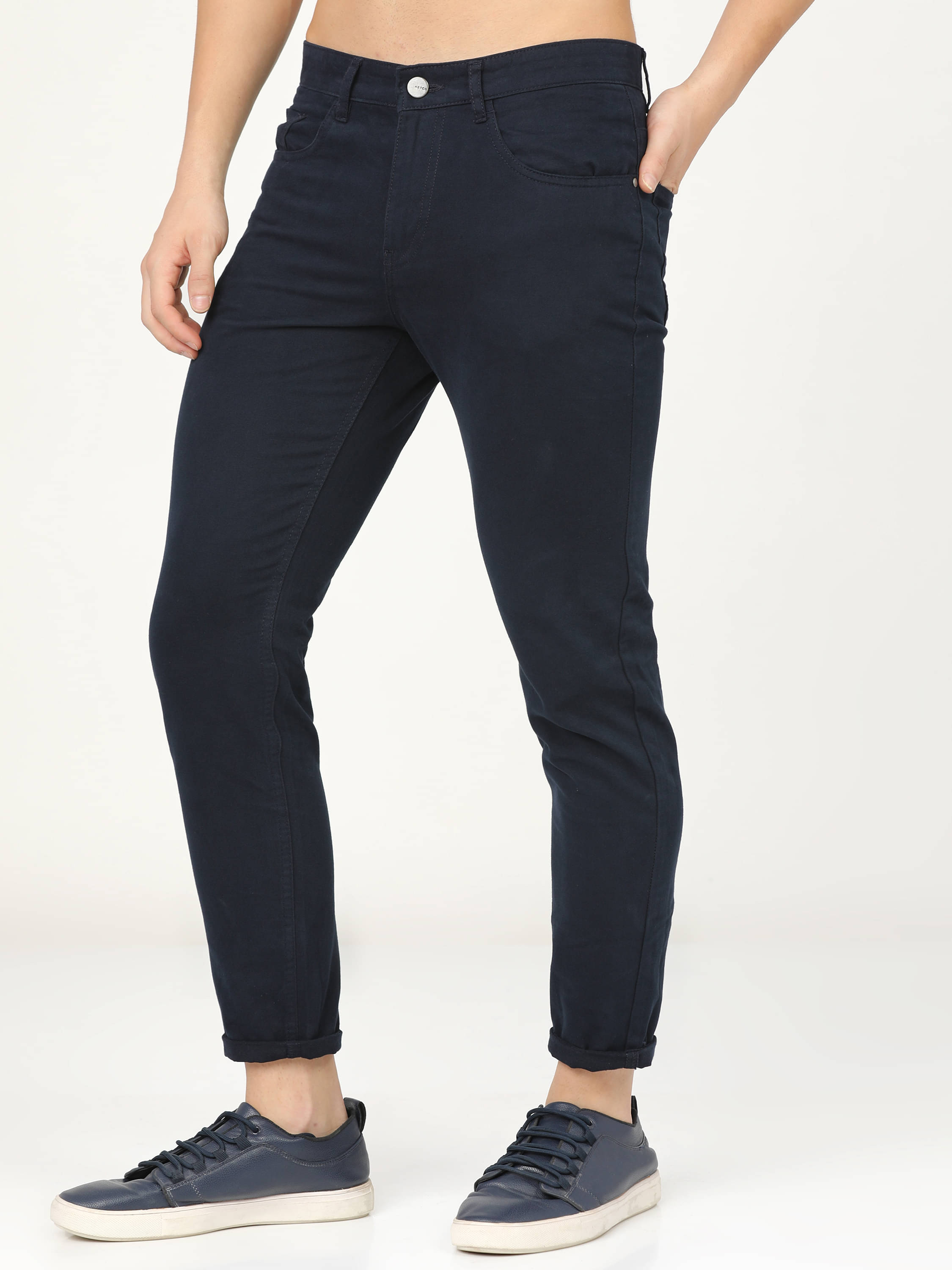     			Ketch Tapered Flat Men's Formal Trouser - Navy Blue ( Pack of 1 )