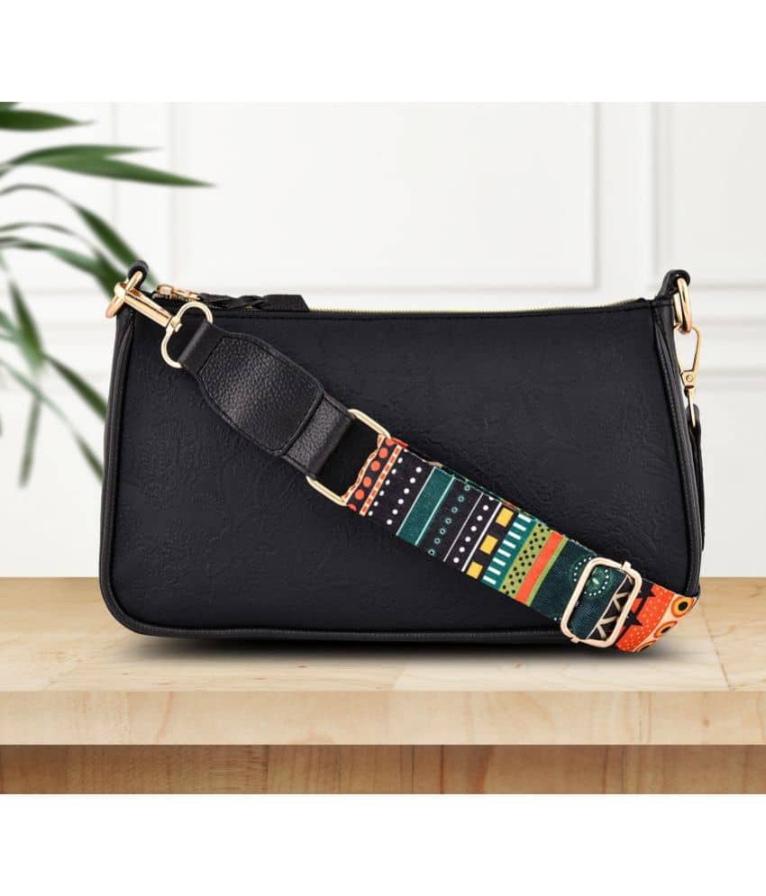 Lychee Bags Sling Bag PU Set of 1 ( Black ) - Handbags | Buy online on ZillyBuy