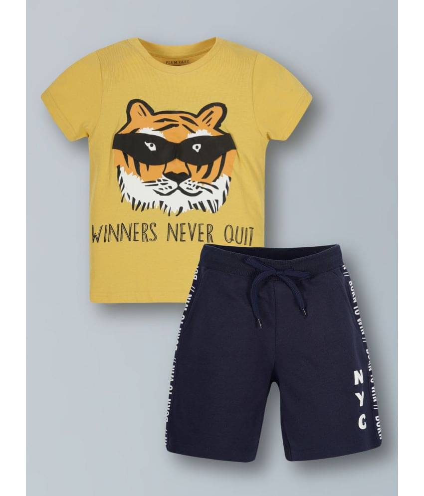     			PLUM TREE Pack of 1 Boys Cotton T-Shirt & Shorts Set ( Mustard )