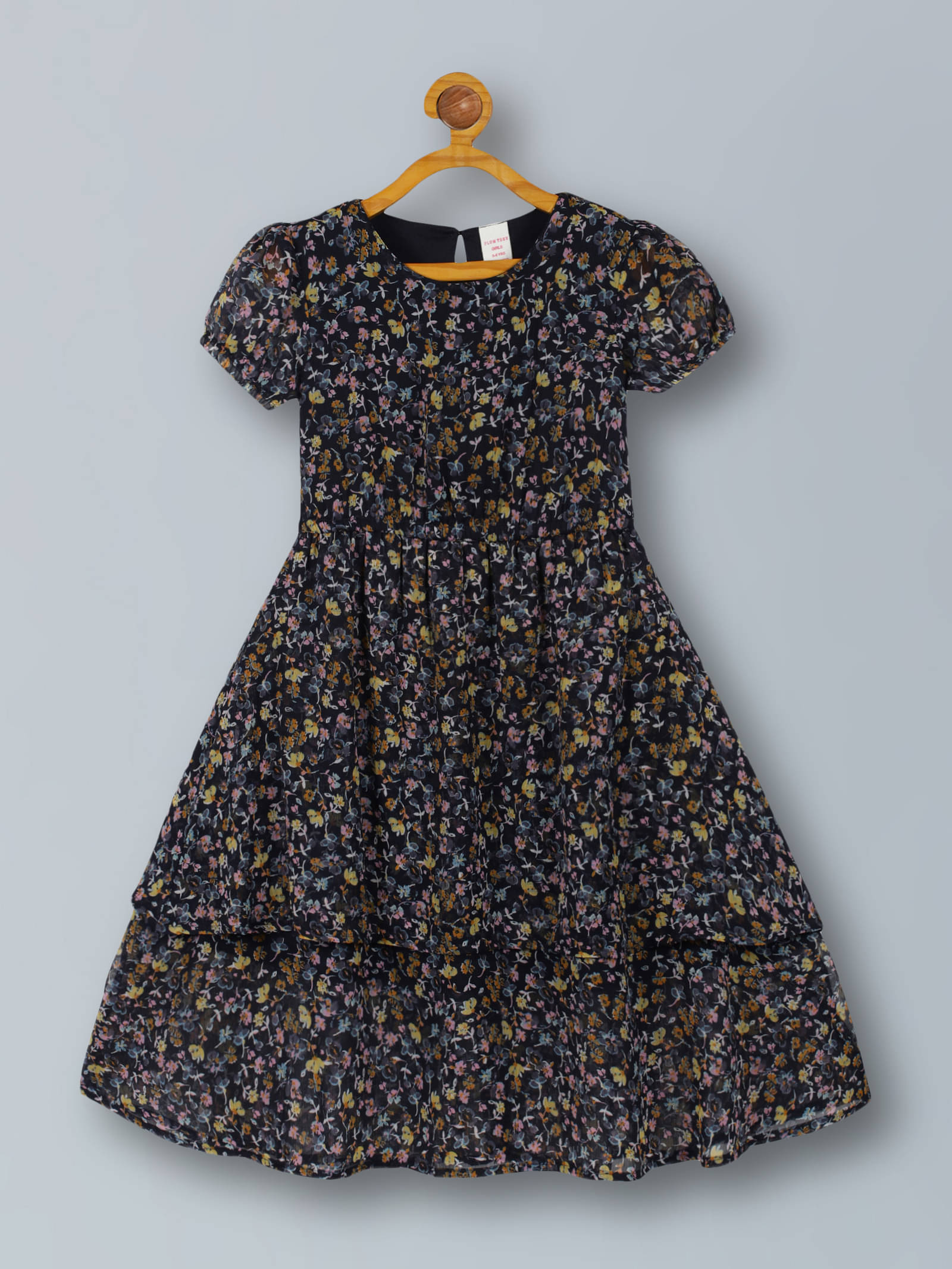     			PLUM TREE Polyester Fit And Flare Dress For Girls ( Pack of 1 , Navy )
