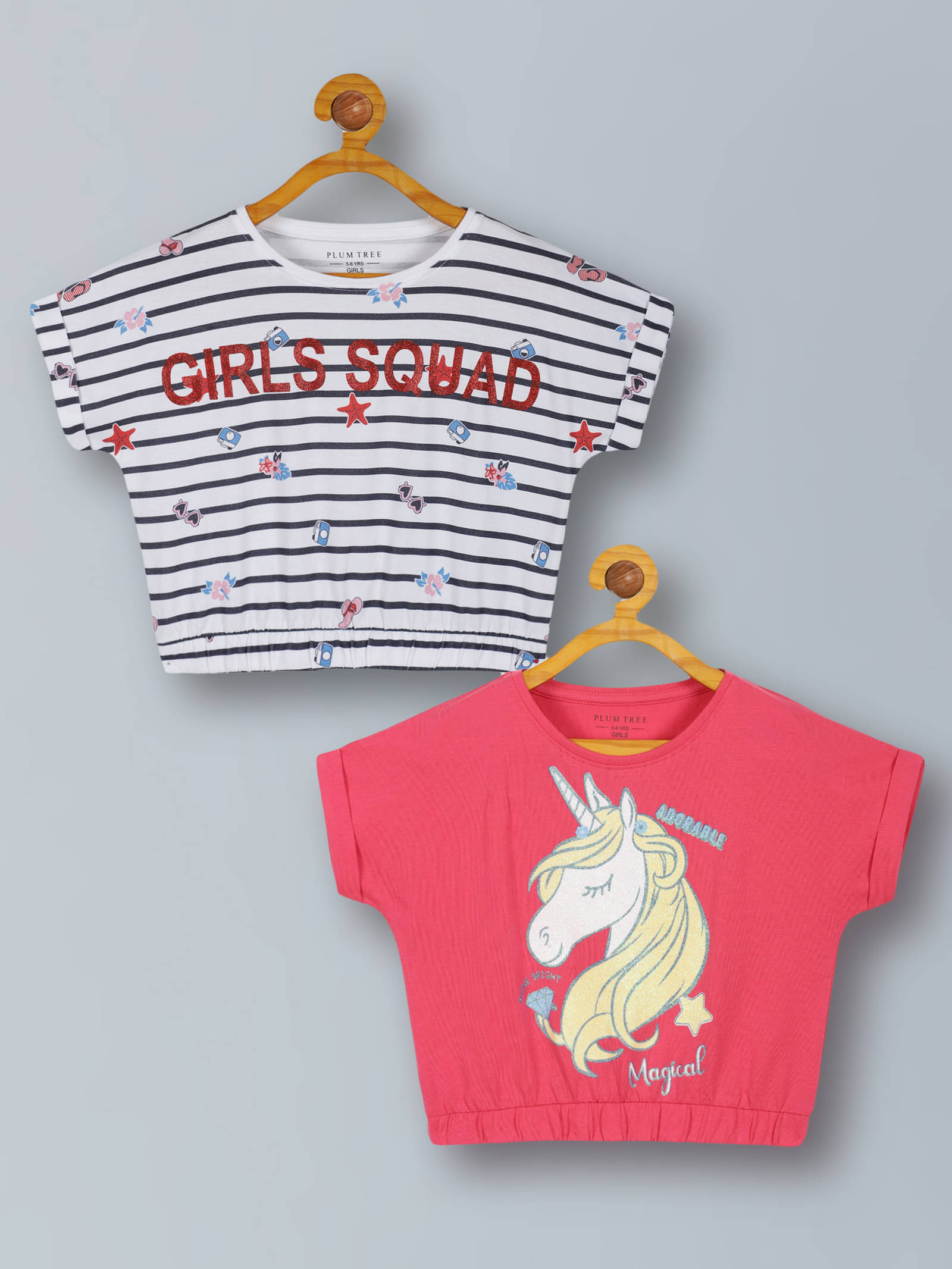     			PLUM TREE Pack of 2 Girls 100% Cotton Top ( Pink )