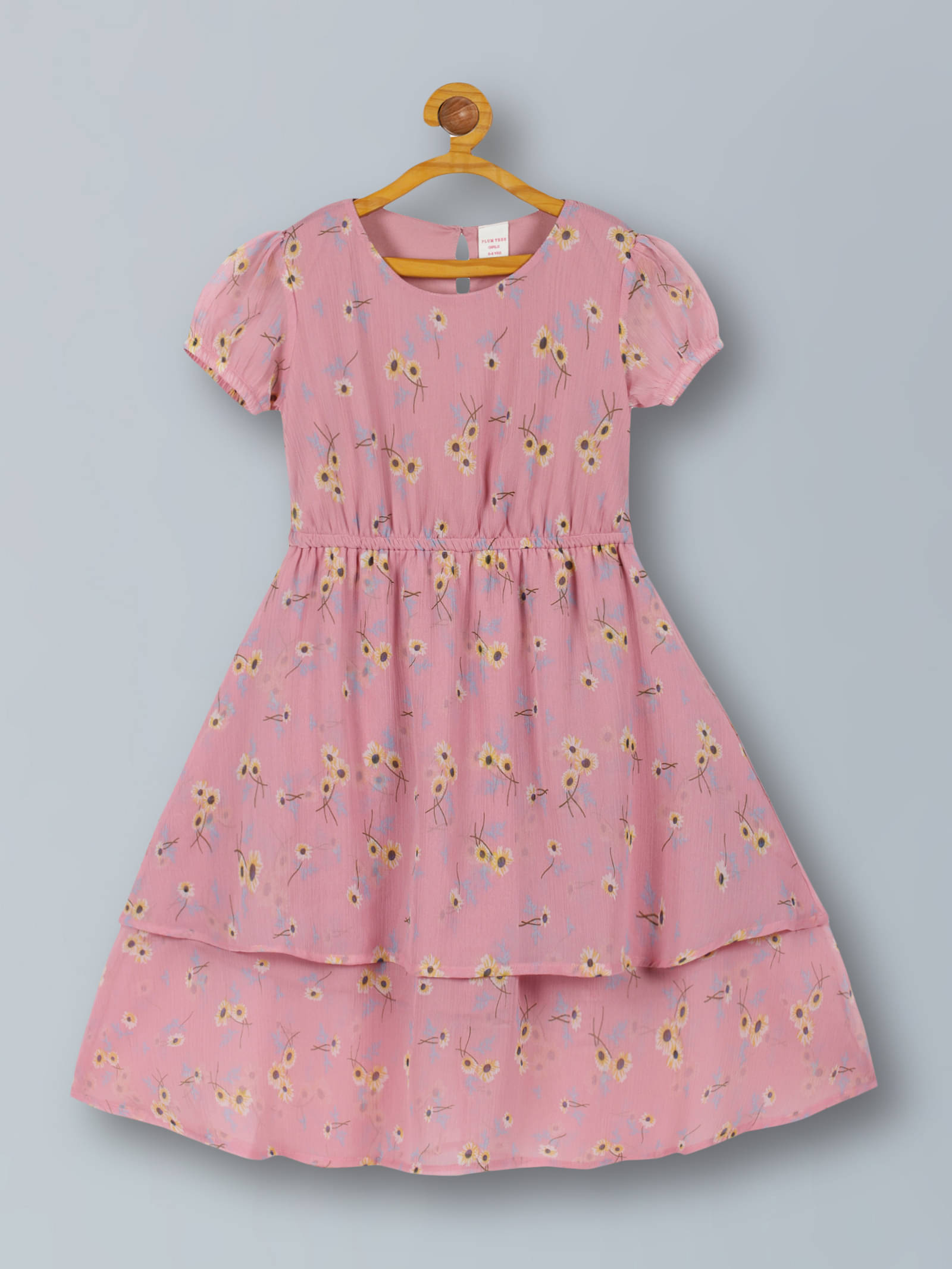     			PLUM TREE Polyester Fit And Flare Dress For Girls ( Pack of 1 , Pink )