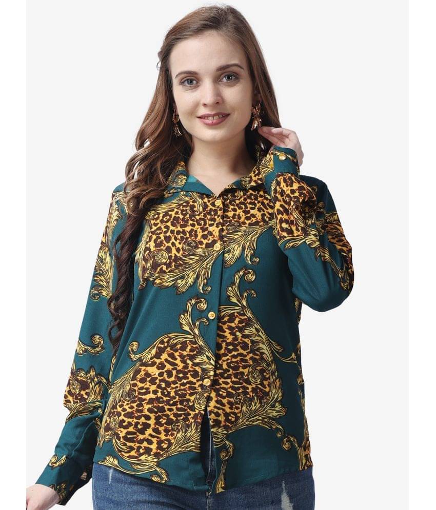     			POPWINGS Women Printed Polyester Shirt ( Gold )