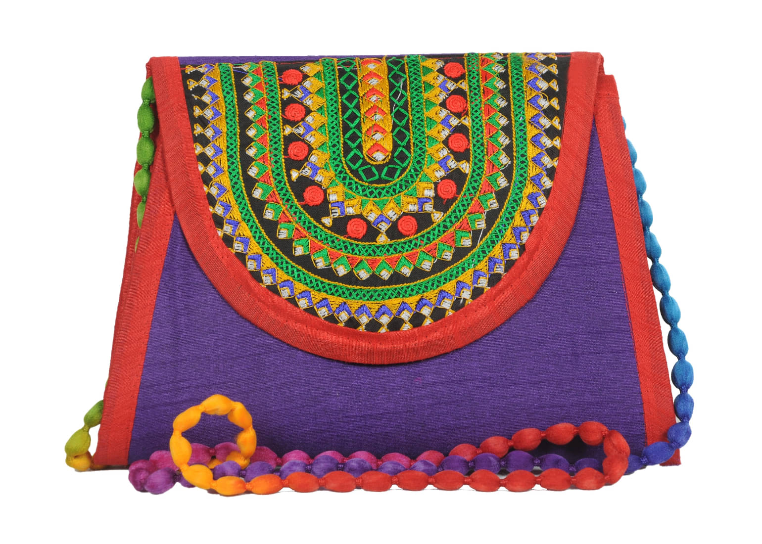     			SUNESH CREATION Purple Cotton Sling Bag