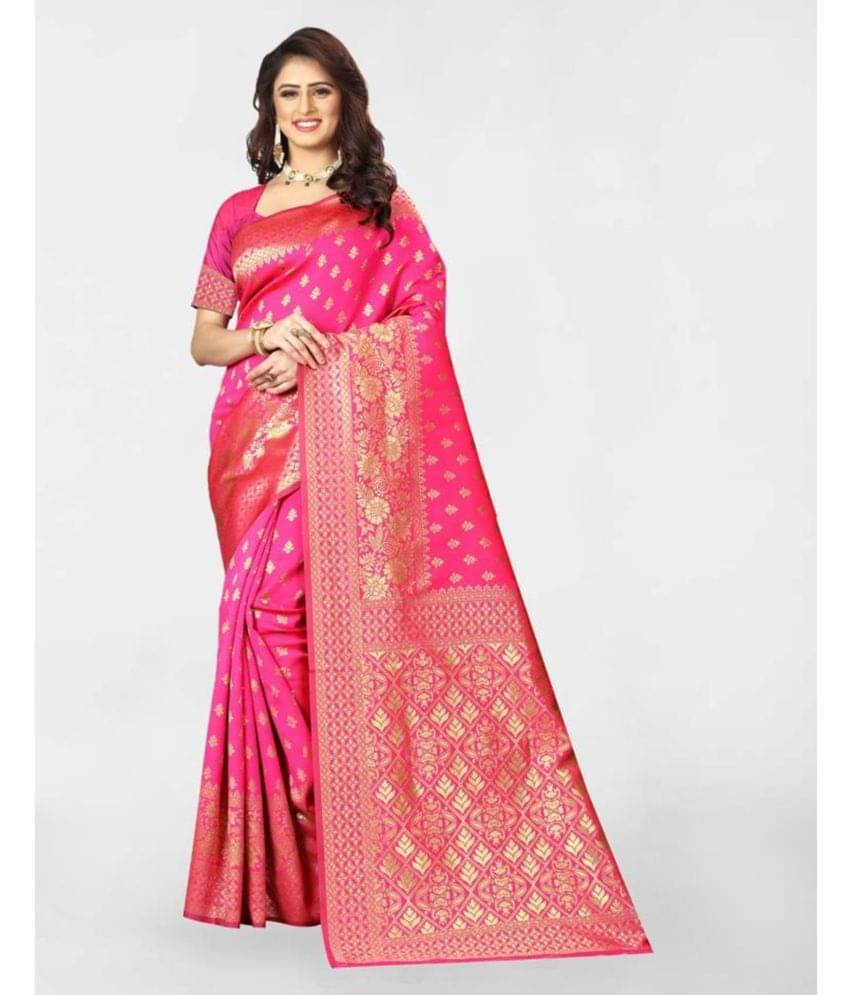 Samah Art Silk Embellished Saree With Unstitched Blouse Piece ( Pink )     			Samah Art Silk Embellished Saree With Unstitched Blouse Piece ( Pink )