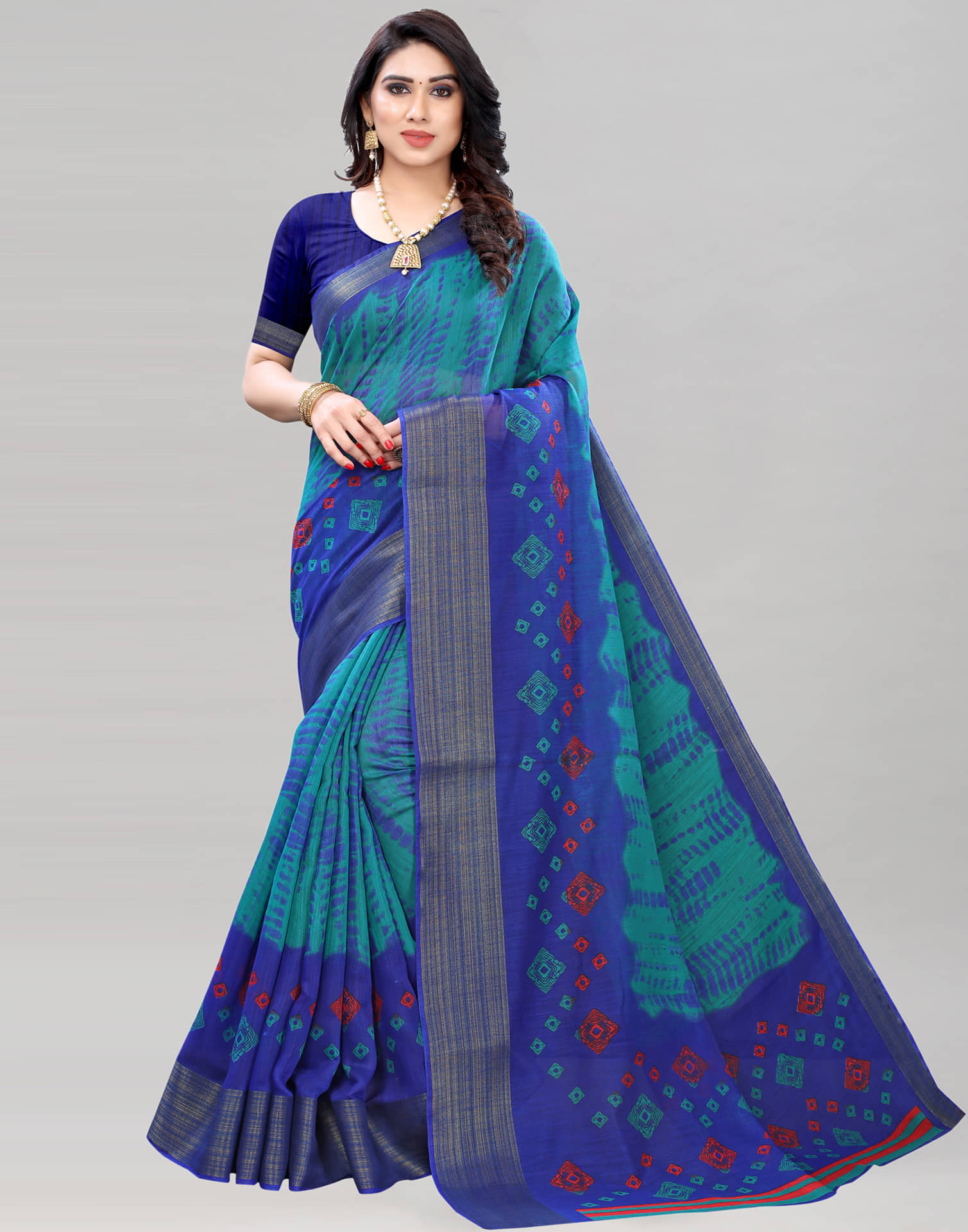 Samah Cotton Dyed Saree With Unstitched Blouse Piece ( Mustard ) - Sarees | Buy online on ZillyBuy