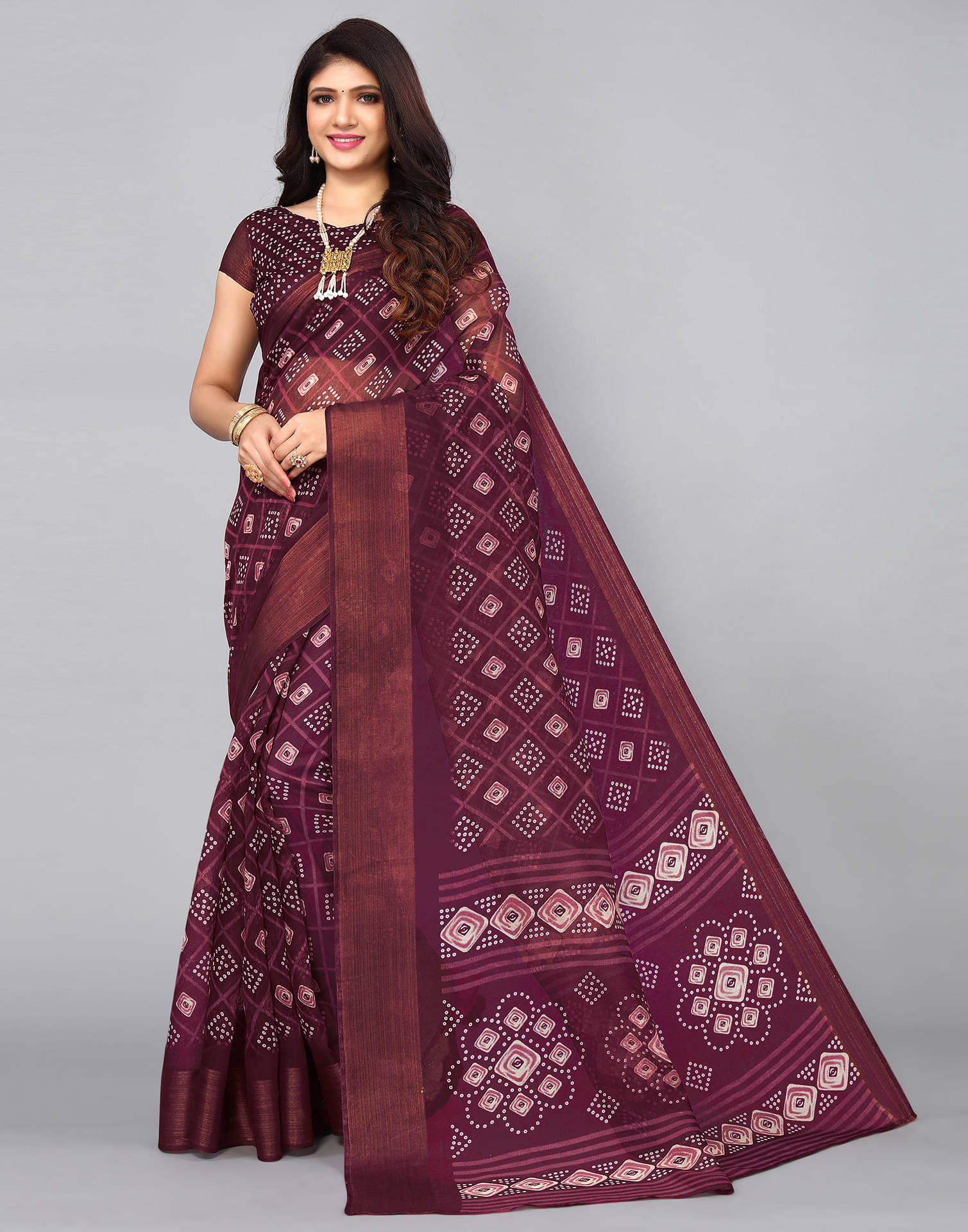     			Samah Cotton Printed Saree With Unstitched Blouse Piece ( Multicolour )