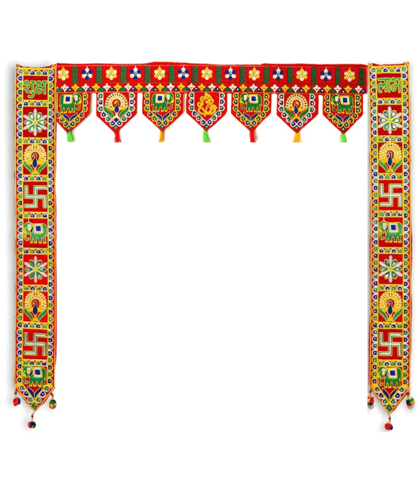     			TORNORY Traditional Bandarwal Toran 3 ft Multi ( Pack of 3 )