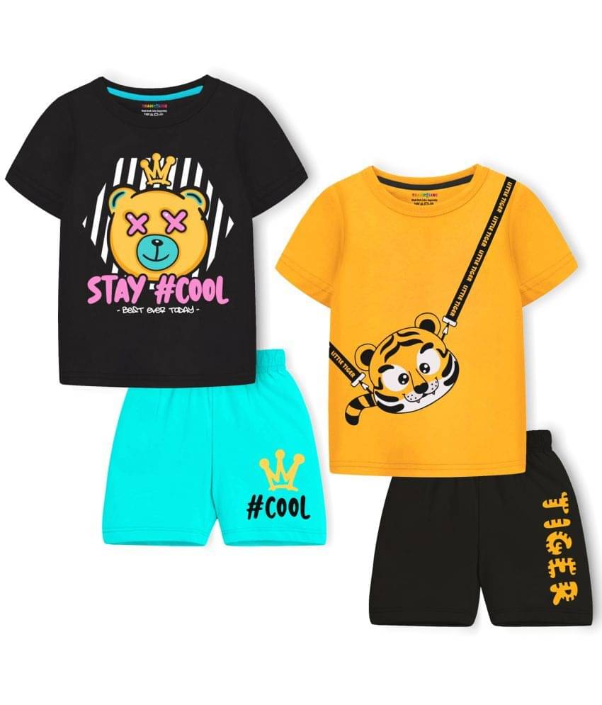 Trampoline Pack of 2 Boys Cotton Blend T-Shirt & Shorts Set ( Multicolor4 ) Trampoline Pack of 2 Boys Cotton Blend T-Shirt & Shorts Set ( Multicolor4 )