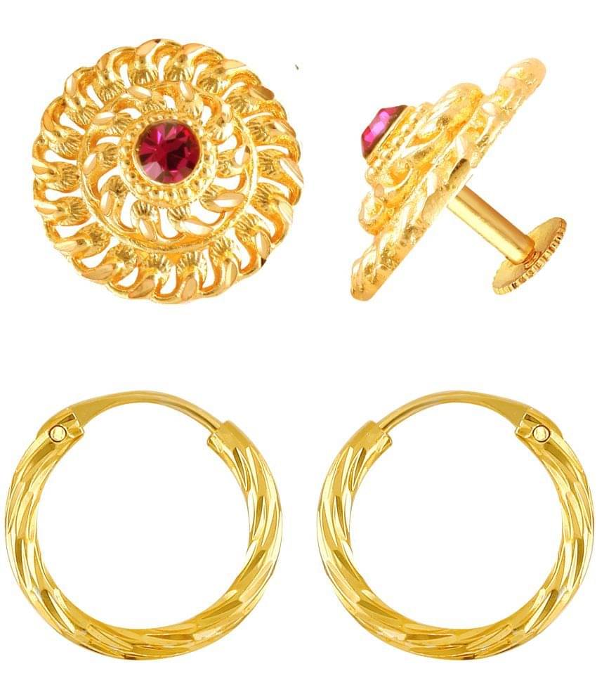     			VIVASTRI Gold Stud Earrings ( Pack of 2 )