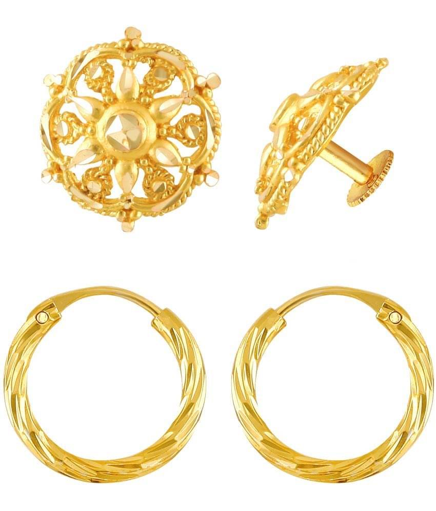     			VIVASTRI Gold Stud Earrings ( Pack of 2 )