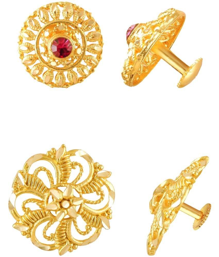     			VIVASTRI Gold Stud Earrings ( Pack of 2 )