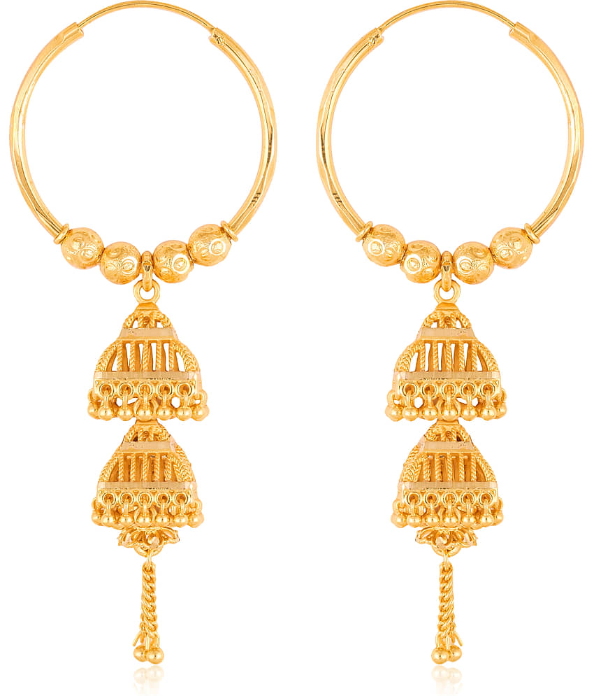 VIVASTRI Golden Jhumki Earrings ( Pack of 1 ) - Earrings | Buy online on ZillyBuy
