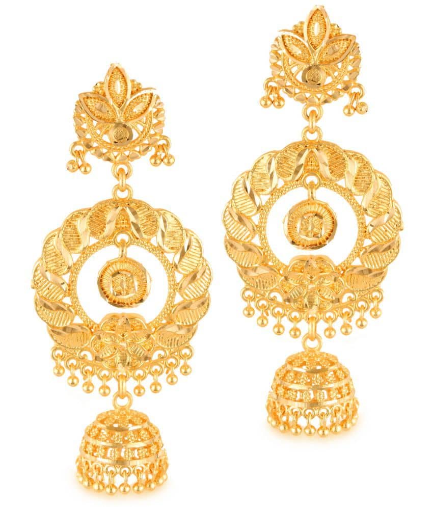 VIVASTRI Golden Jhumki Earrings ( Pack of 1 ) - Earrings | Buy online on ZillyBuy