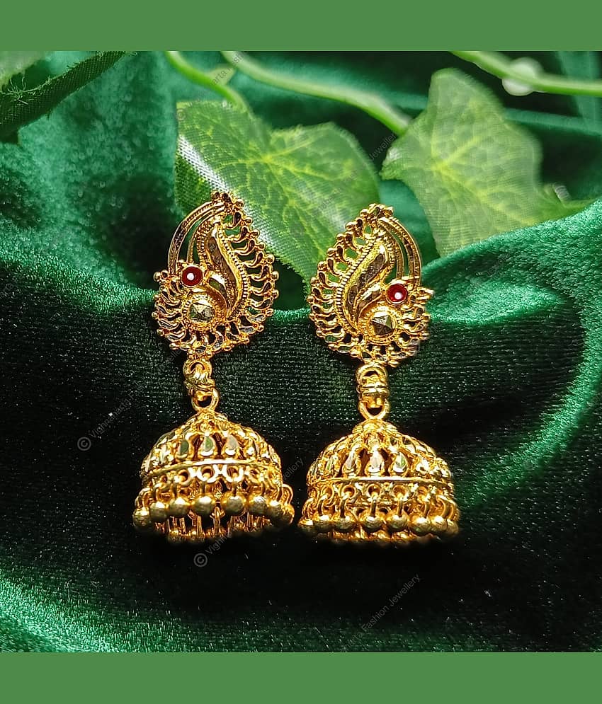 VIVASTRI Golden Jhumki Earrings ( Pack of 1 ) - Earrings | Buy online on ZillyBuy