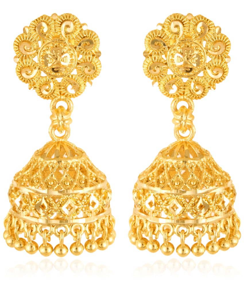 VIVASTRI Golden Jhumki Earrings ( Pack of 1 ) - Earrings | Buy online on ZillyBuy