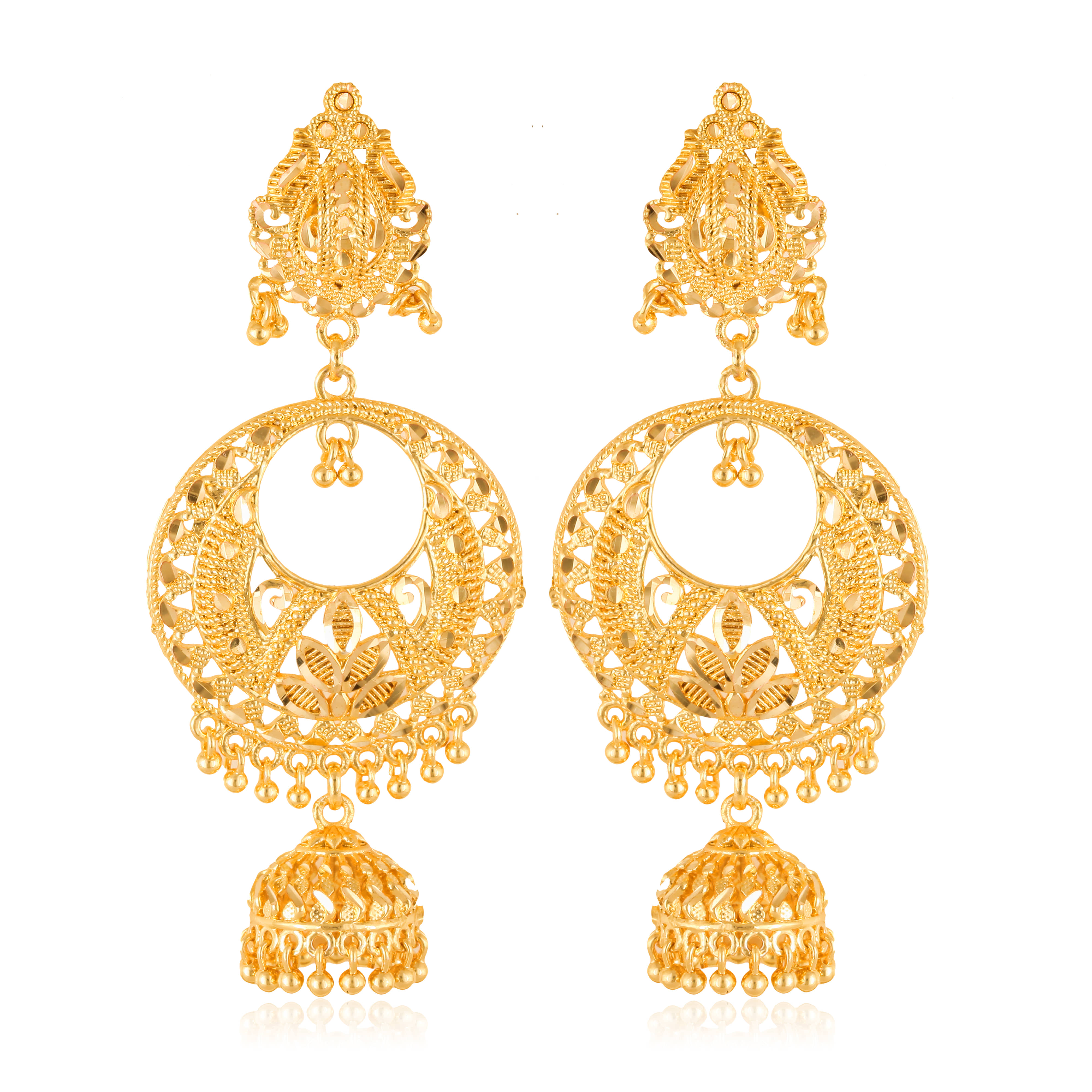 VIVASTRI Golden Jhumki Earrings ( Pack of 1 ) - Earrings | Buy online on ZillyBuy
