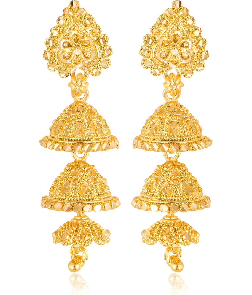 VIVASTRI Golden Jhumki Earrings ( Pack of 1 ) - Earrings | Buy online on ZillyBuy