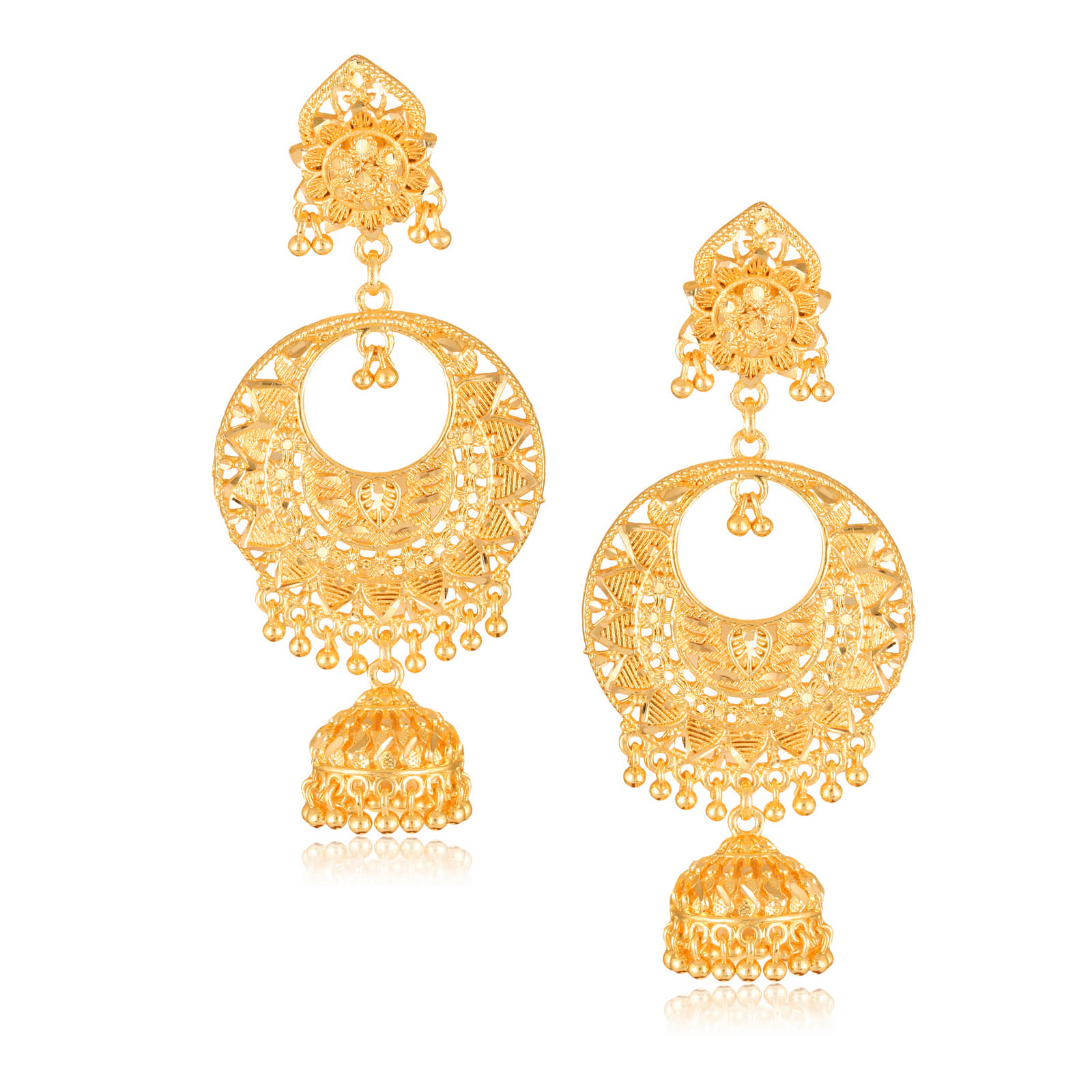 VIVASTRI Golden Jhumki Earrings ( Pack of 1 ) - Earrings | Buy online on ZillyBuy