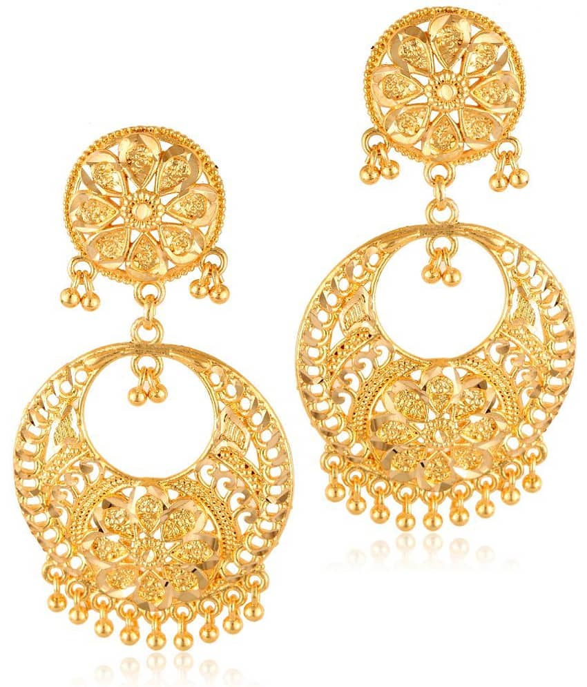 VIVASTRI Golden Jhumki Earrings ( Pack of 1 ) - Earrings | Buy online on ZillyBuy