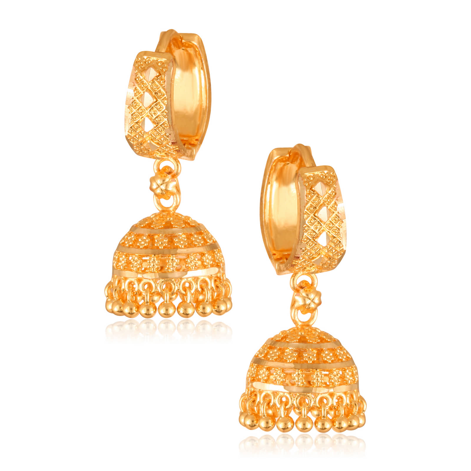 VIVASTRI Golden Jhumki Earrings ( Pack of 1 ) - Earrings | Buy online on ZillyBuy